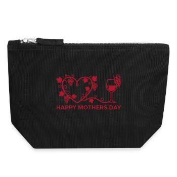 Happy Mothers Day Wein Herz Muttertag - Canvas Reißverschluss-Täschchen (18 x 19 cm) - Schwarz - Vorne