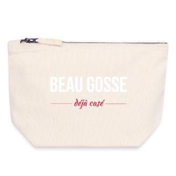 Beau gosse déja casé - Pochette zippée en toile 18 x 19 cm - blanc naturel - Devant