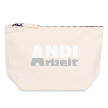 Andi Arbeit - An die Arbeit, Andreas, Andi, Andrea - Canvas Reißverschluss-Täschchen (18 x 19 cm) - Naturweiß - Vorne
