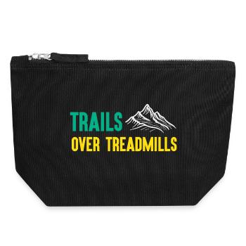Trailrunning - Trails über Laufbänder - Canvas Reißverschluss-Täschchen (18 x 19 cm) - Schwarz - Vorne