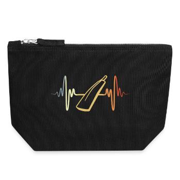 Kricketschläger Herzklopfen EKG - Canvas Reißverschluss-Täschchen (18 x 19 cm) - Schwarz - Vorne