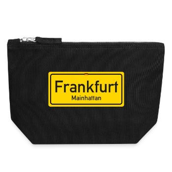 Frankfurter Ortsschild - Canvas Reißverschluss-Täschchen (18 x 19 cm) - Schwarz - Vorne