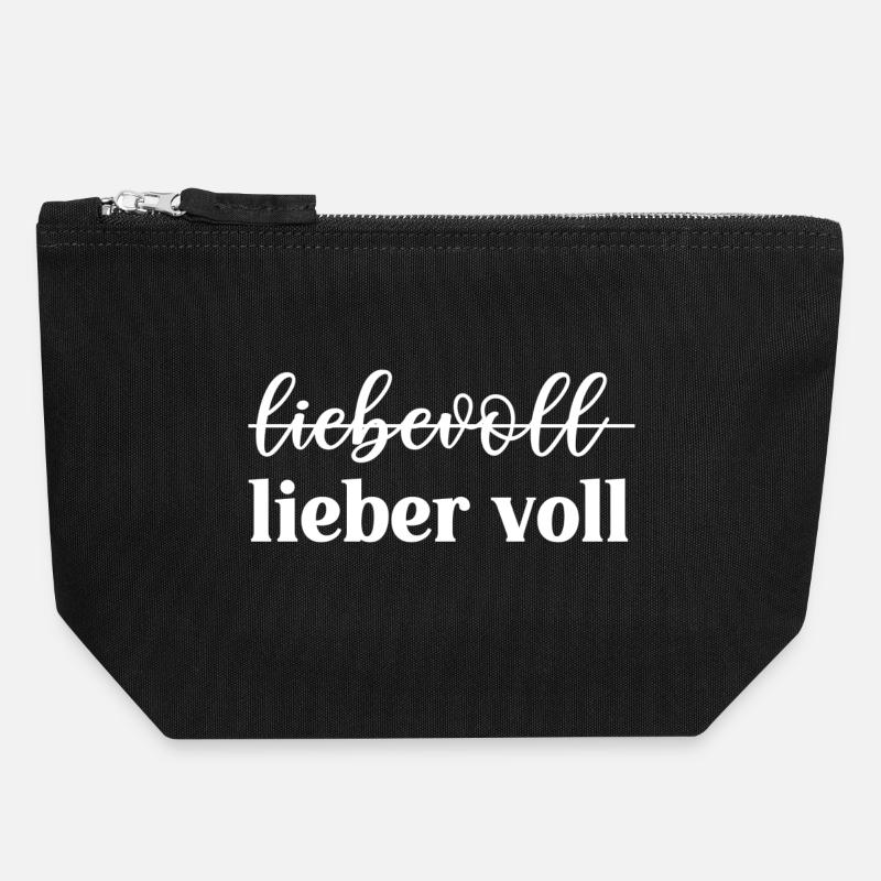 Liebevoll oder lieber voll? - Canvas Reißverschluss-Täschchen (18 x 19 cm) - Schwarz