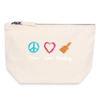 Peinture Peace Love - Pochette zippée en toile 18 x 19 cm - blanc naturel - Devant