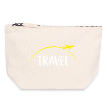 Travel Typo mit Flugzeugkreis - Canvas Reißverschluss-Täschchen (18 x 19 cm) - Naturweiß - Vorne