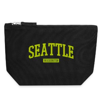 Seattle Washington Lettering - Canvas Zip Pouch 18 x 19 cm - black - Front