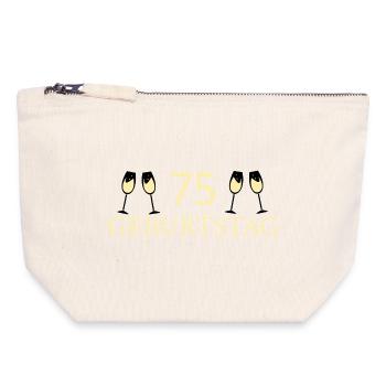 75e anniversaire 75 ans - Pochette zippée en toile 18 x 19 cm - blanc naturel - Devant