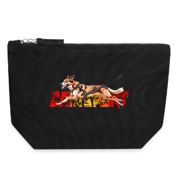 Hund in Aktion Canicross - Canvas Reißverschluss-Täschchen (18 x 19 cm) - Schwarz - Vorne