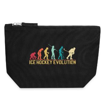 Hockey Evolution Silhouette Design - Canvas Reißverschluss-Täschchen (18 x 19 cm) - Schwarz - Vorne