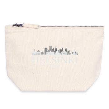 Helsinki Skyline, Helsinki Finland - Canvas Zip Pouch 18 x 19 cm - nature - Front