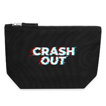 Crash Out – Glitch-Stil weiß-rot-cyan - Canvas Reißverschluss-Täschchen (18 x 19 cm) - Schwarz - Vorne