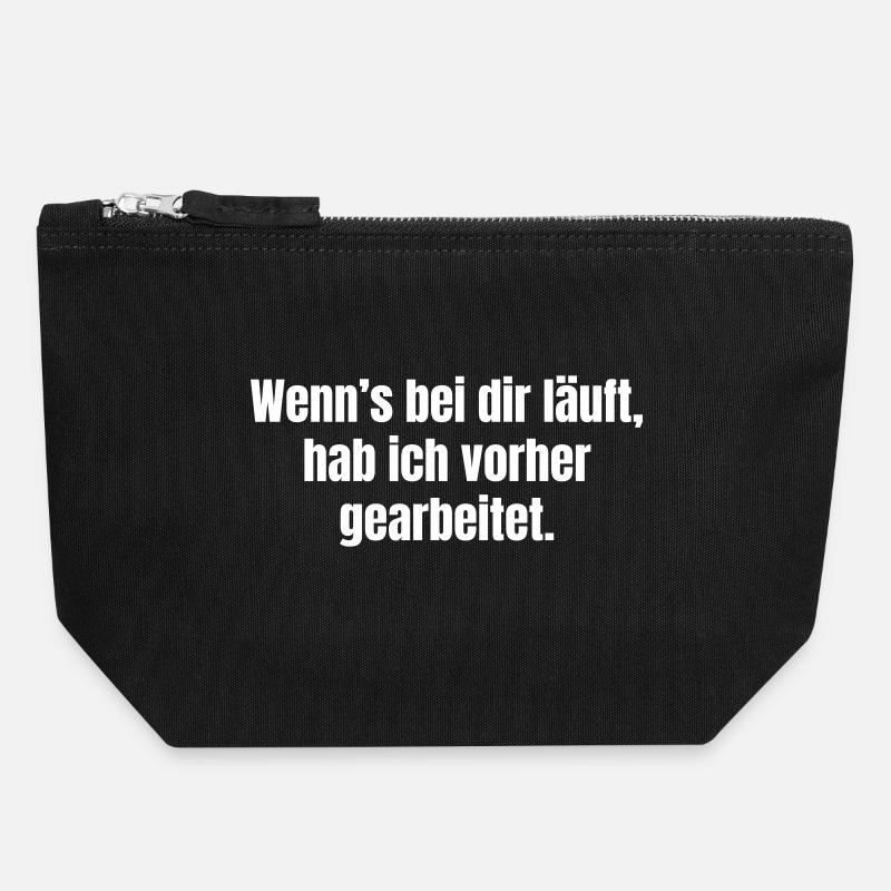 When It's Running Saying Black & White - Canvas Zip Pouch 18 x 19 cm - black