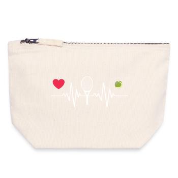 Le tennis est mon battement de cœur - Pochette zippée en toile 18 x 19 cm - blanc naturel - Devant
