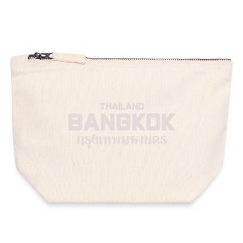 Bangkok Großbuchstaben Stadtbild - Canvas Reißverschluss-Täschchen (18 x 19 cm) - Naturweiß - Vorne