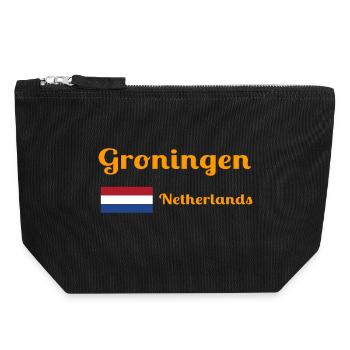 Groningen Niederlande - Stilvolle Drucke - Canvas Reißverschluss-Täschchen (18 x 19 cm) - Schwarz - Vorne
