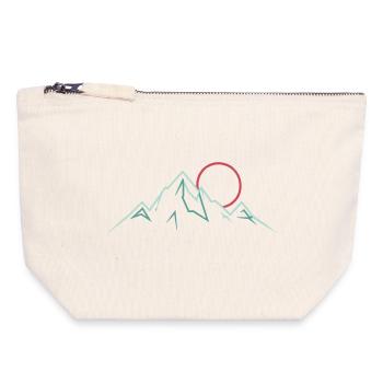 Minimalist Mountain Range with Rising Sun - Canvas Zip Pouch 18 x 19 cm - nature - Front