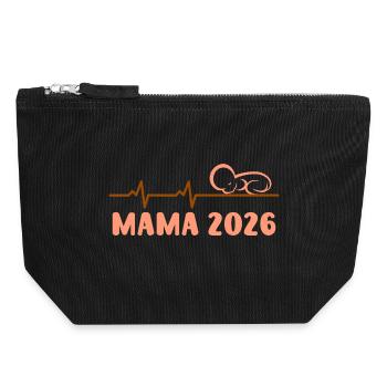 Werdende Mutter MAMA 2026 Baby Kommt Lustiges - Canvas Reißverschluss-Täschchen (18 x 19 cm) - Schwarz - Vorne