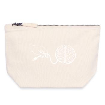 Brain Head Cable Connector Artificial Intelligence - Canvas Zip Pouch 18 x 19 cm - nature - Front