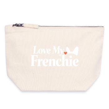 Aime mon amoureux du chien au cœur de la France, - Pochette zippée en toile 18 x 19 cm - blanc naturel - Devant