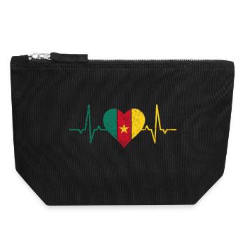 Kamerun Herzschlag - Canvas Reißverschluss-Täschchen (18 x 19 cm) - Schwarz - Vorne