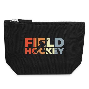 Hockey sur gazon vintage - Pochette zippée en toile 18 x 19 cm - noir - Devant
