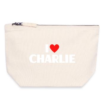 I love Charlie Red Heart Romantic Name Fan - Canvas Zip Pouch 18 x 19 cm - nature - Front