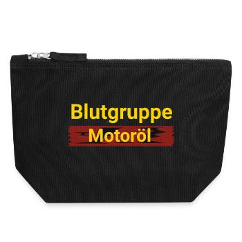 Blutgruppe Motoröl  - Canvas Reißverschluss-Täschchen (18 x 19 cm) - Schwarz - Vorne