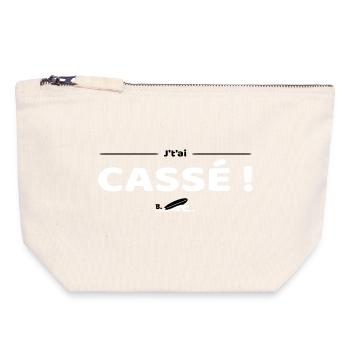 J'tai cassé ! Réplique culte Brice de Nice - Pochette zippée en toile 18 x 19 cm - blanc naturel - Devant