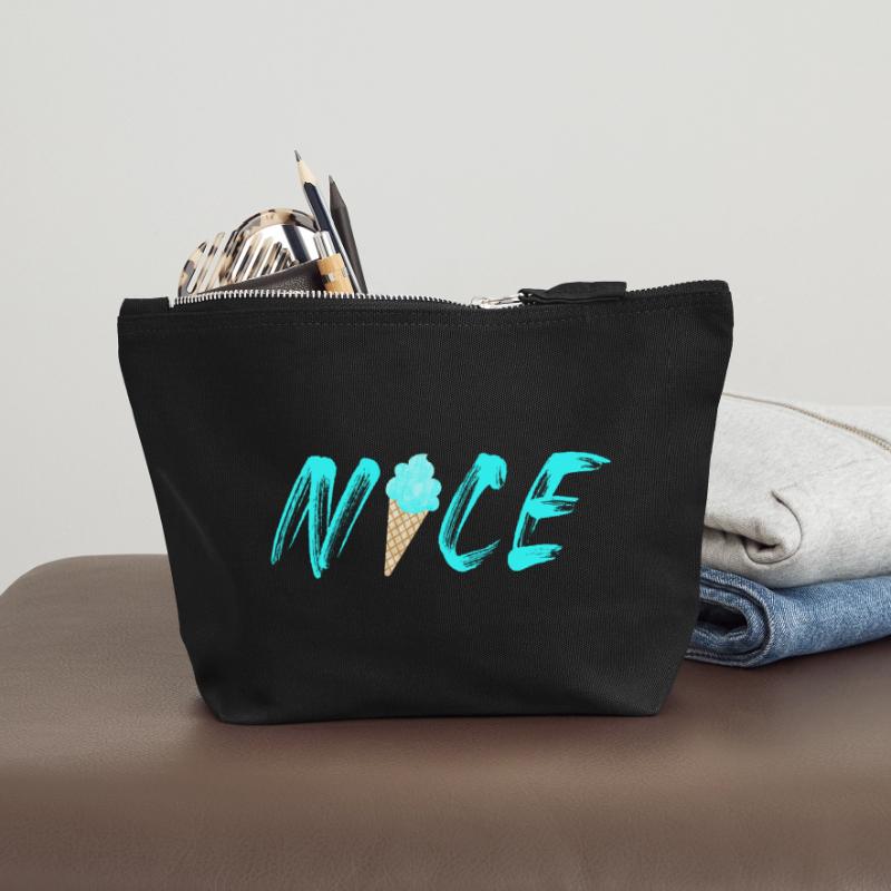 nice hellblau Eis Waffel Eistüte cool Eiscreme Canvas Reißverschluss-Täschchen (18 x 19 cm)