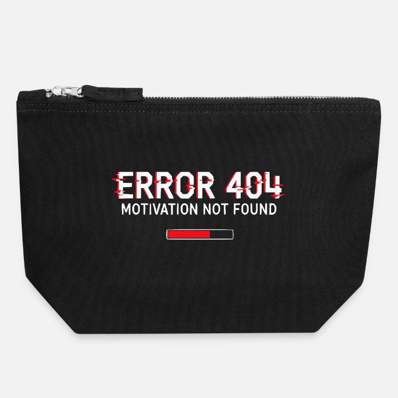 Error 404 Motivation - Canvas Zip Pouch 18 x 19 cm - black