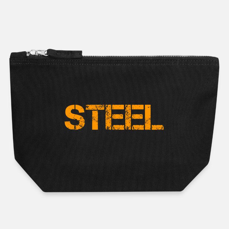 acier - Pochette zippée en toile 18 x 19 cm - noir
