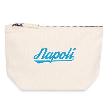 Napoli Retro Script Blau - Canvas Reißverschluss-Täschchen (18 x 19 cm) - Naturweiß - Vorne