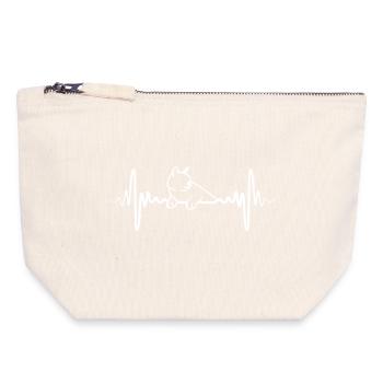 Battements de cœur de chat - Pochette zippée en toile 18 x 19 cm - blanc naturel - Devant