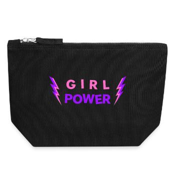 GIRL POWER - Mädchen Frauen Glücksbringer - Canvas Reißverschluss-Täschchen (18 x 19 cm) - Schwarz - Vorne