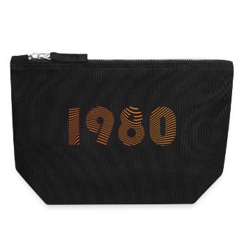 1980s Fingerprint Pattern - Canvas Zip Pouch 18 x 19 cm - black - Front