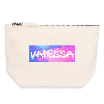 Vanessa Nom Cadeau Idée Cadeau Galaxy - Pochette zippée en toile 18 x 19 cm - blanc naturel - Devant