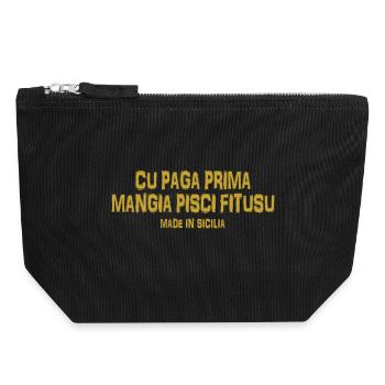T-shirt Trinacria Sicile Proverbe sicilien - Pochette zippée en toile 18 x 19 cm - noir - Devant