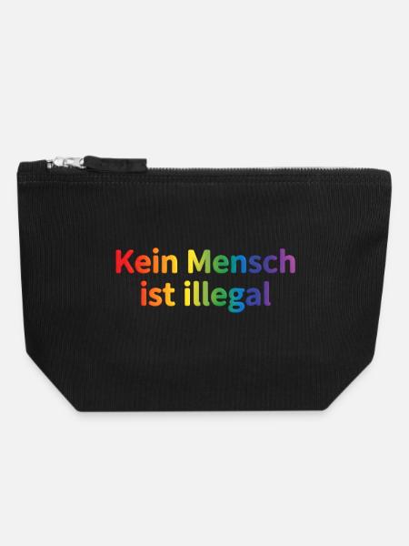 Kein Mensch ist illegal Regenbogen - Canvas Reißverschluss-Täschchen (18 x 19 cm) - Schwarz