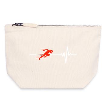 RACING HEARTBEAT RUNNING SPORT FIT SPRINT MARATHON - Canvas Zip Pouch 18 x 19 cm - nature - Front
