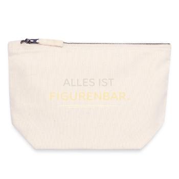 Tout est de l’art typographique de bar de figurines - Pochette zippée en toile 18 x 19 cm - blanc naturel - Devant