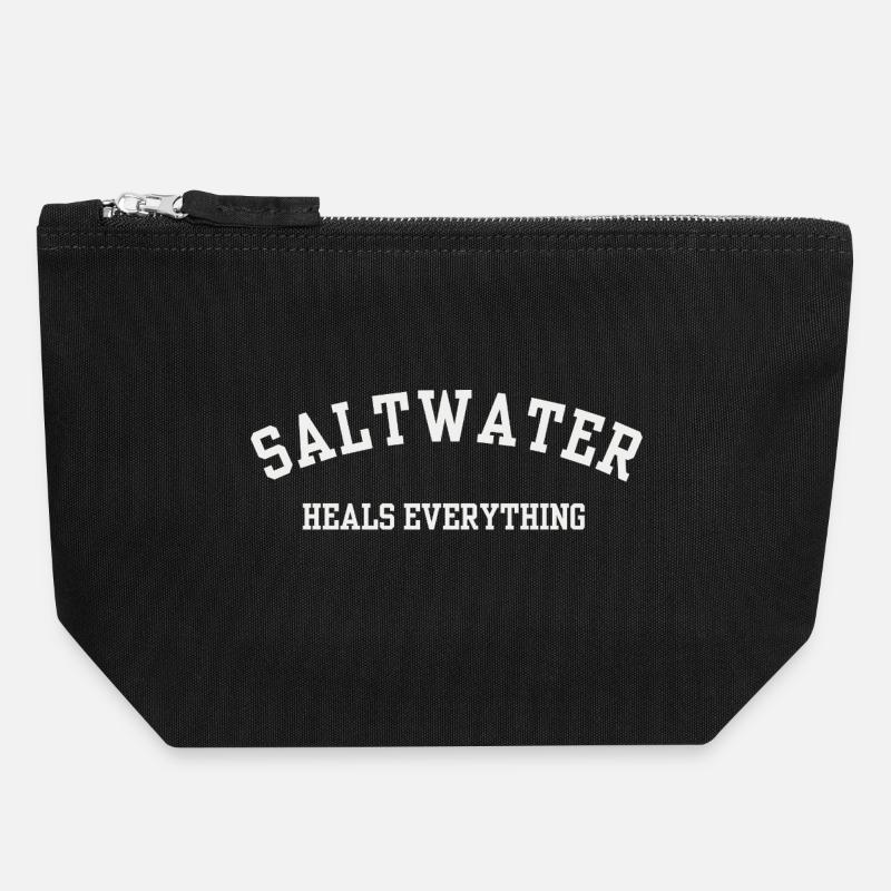 Salzwasser heilt alles – Strandleben & Surfen - Canvas Reißverschluss-Täschchen (18 x 19 cm) - Schwarz