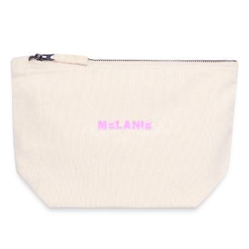 MELANIE lettering with decorative lines - Canvas Zip Pouch 18 x 19 cm - nature - Front