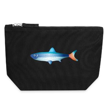 Blauer Fisch mit Farbverlauf und Punkten - Canvas Reißverschluss-Täschchen (18 x 19 cm) - Schwarz - Vorne