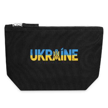Ukrainian Trident Peace Design - Canvas Zip Pouch 18 x 19 cm - black - Front