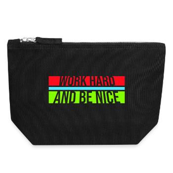 Work Hard Be Nice Motivation Positive Spirit Quote - Canvas Zip Pouch 18 x 19 cm - black - Front