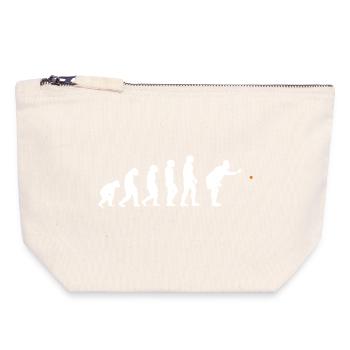 Pétanque évolution cadeau humour pour bouliste - Pochette zippée en toile 18 x 19 cm - blanc naturel - Devant