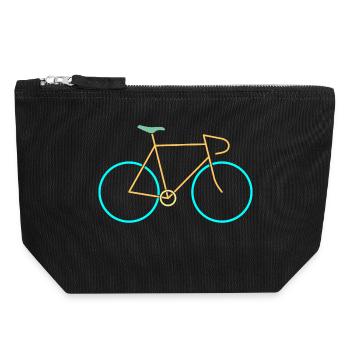 Racing bike yellow blue - Canvas Zip Pouch 18 x 19 cm - black - Front