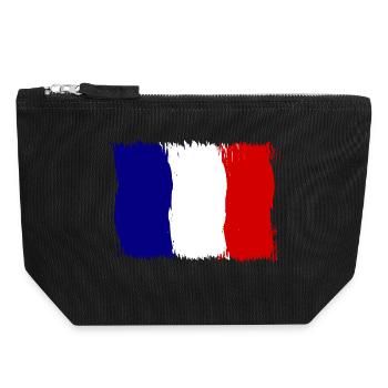France, French - Canvas Zip Pouch 18 x 19 cm - black - Front