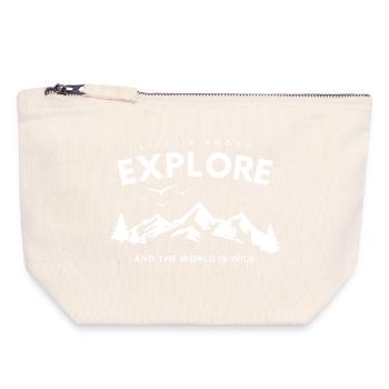 Explore Adventure Zitat - Canvas Reißverschluss-Täschchen (18 x 19 cm) - Naturweiß - Vorne