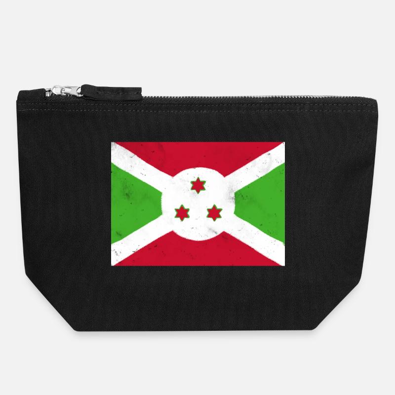 Flagge von Burundi - Canvas Reißverschluss-Täschchen (18 x 19 cm) - Schwarz